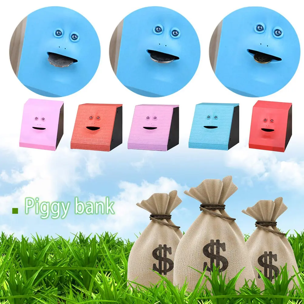 

Battery Powered Face Money Eating Coin Bank Saving Box Kids Toys Gifts DC156