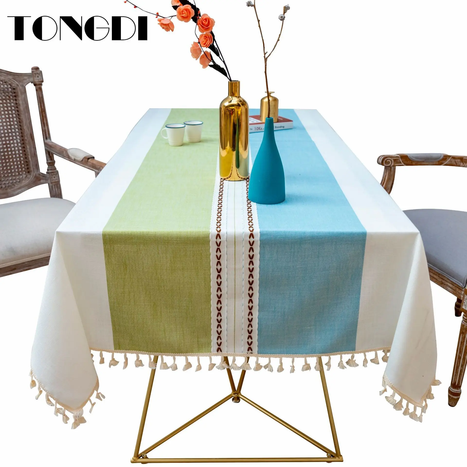 TONGDI скатерть постельное белье в средиземноморском стиле кружевная вышивка