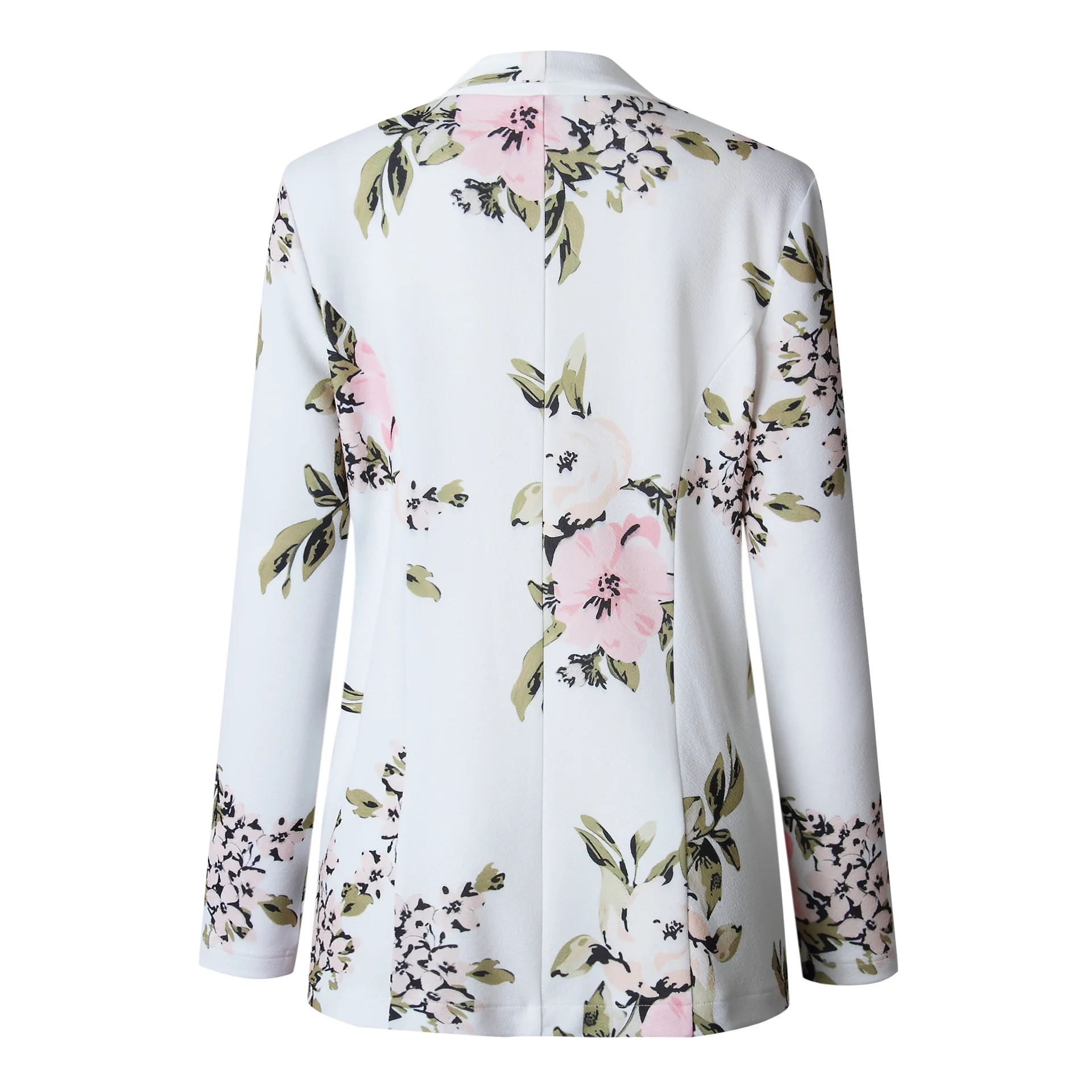 

Spring Floal Prints White Blazers for Women 2020 Open Stitch Casual Long Sleeve Streetwear Jackets OL Work Suits Mujer Plus Size