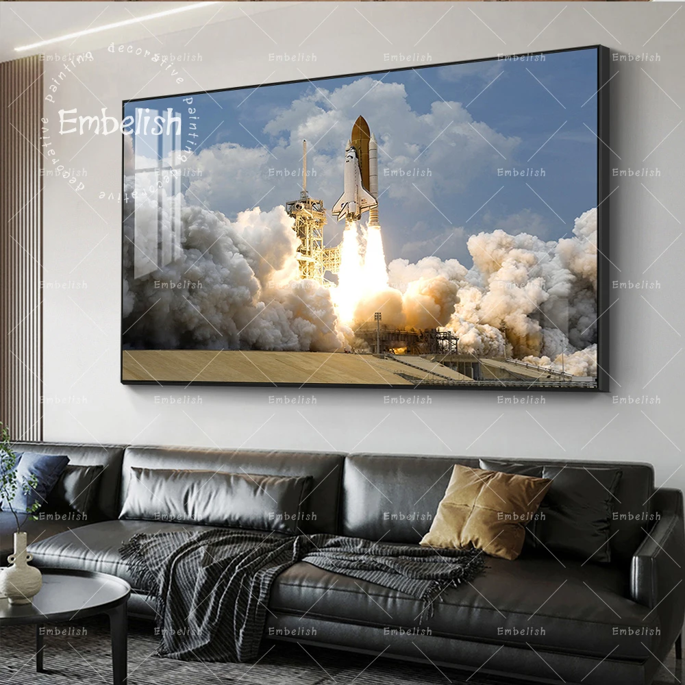 

1 Pieces Rocket Taking Off Into Sky Landscape HD Canvas Oil Paintings For Living Room Modern Home Decor Posters Wall Pictures