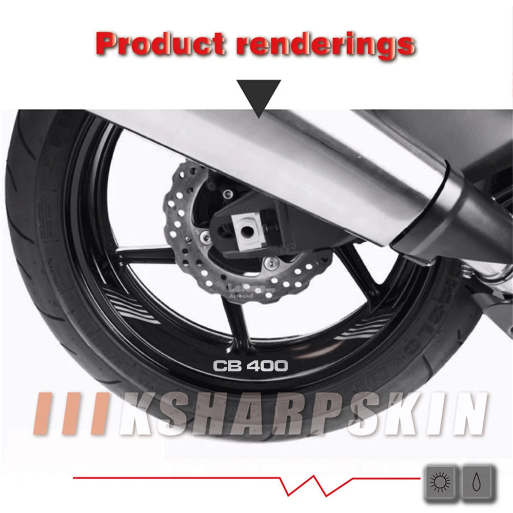 New 8X motorcycle sticker tire reflective decorative inner and outer rim protector for HONDA CB 400 CB400 | Автомобили и