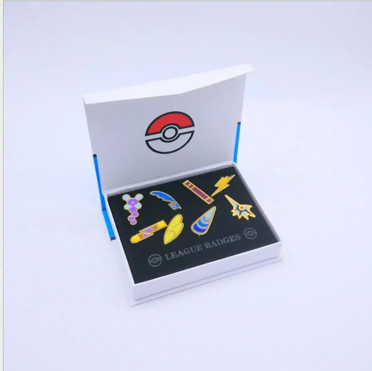 Значки с покемоном 6 шт. броши в виде Kanto Johto Hoenn Sinnoh Unova Kalos региона лиги Orange Island Box