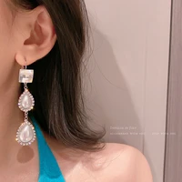 palace style fashion temperament crystal pearl earrings for women korean fashion jewelry unusual earrings accessories for girls