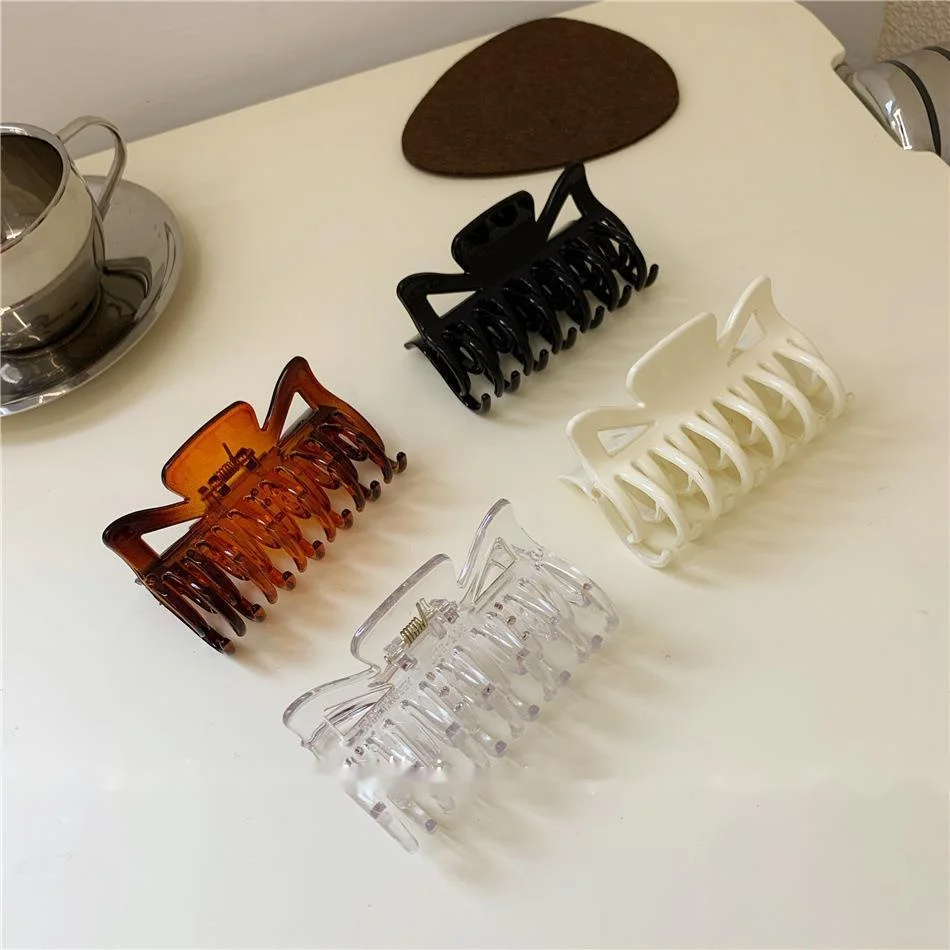 

Morandi Color Acrylic Large Clip Shark Hair Clips For Girls Big Elastic Bow Hair Accessories Hairpin Vintage Jewelry Headdress