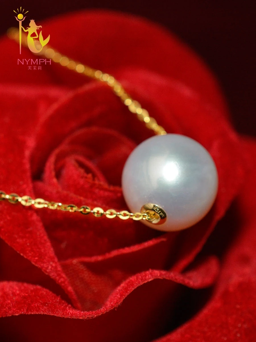 NYMPH 18K желтое золото натуральный пресноводный жемчуг ожерелье кулон Настоящее AU750