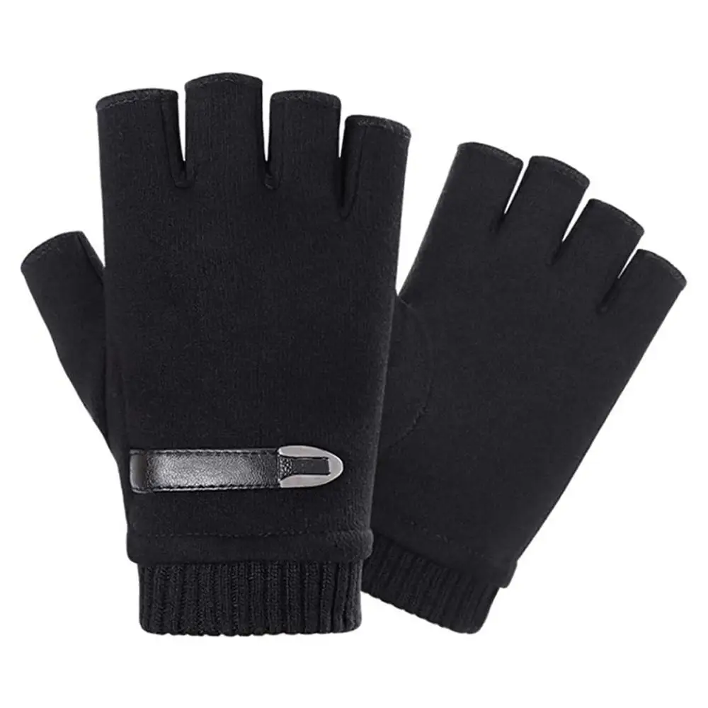 

Winter Velvet Gloves Thicken And Keep Warm Showing Fingers Driving Gloves Men And Women Sports Riding Glove