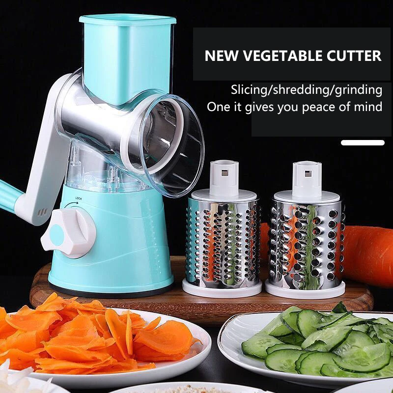 

3 In 1 Manual Vegetable Cutter Slicer Multifunctional Round Mandoline Slicer Potato Cheese Kitchen Gadgets Kitchen Accessories