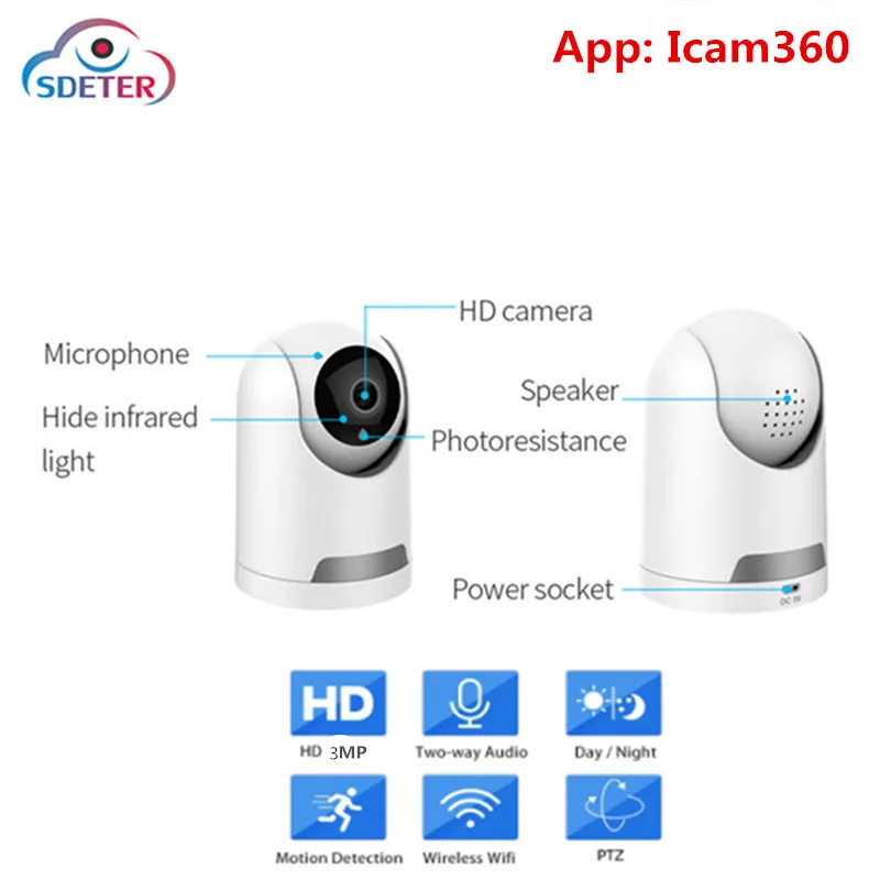 

Камера видеонаблюдения SDETER HD, 1080P, 3 Мп, Wi-Fi