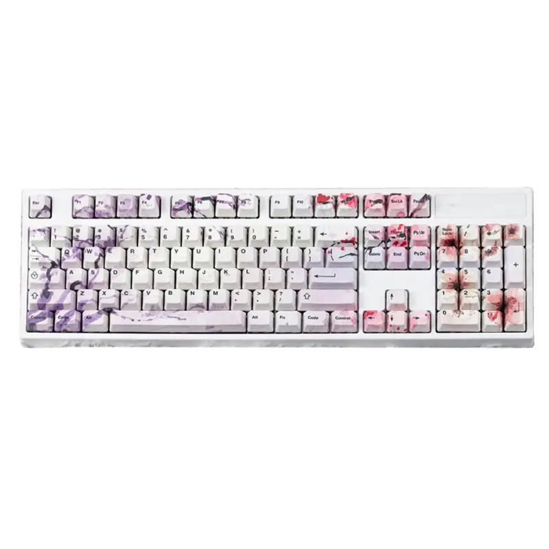 

108 Keys OEM PBT Keycaps Full Set Mechanical Keyboard Keycaps 5 Face Dye-Sublimation Cherry Blossom Sakura Keycaps