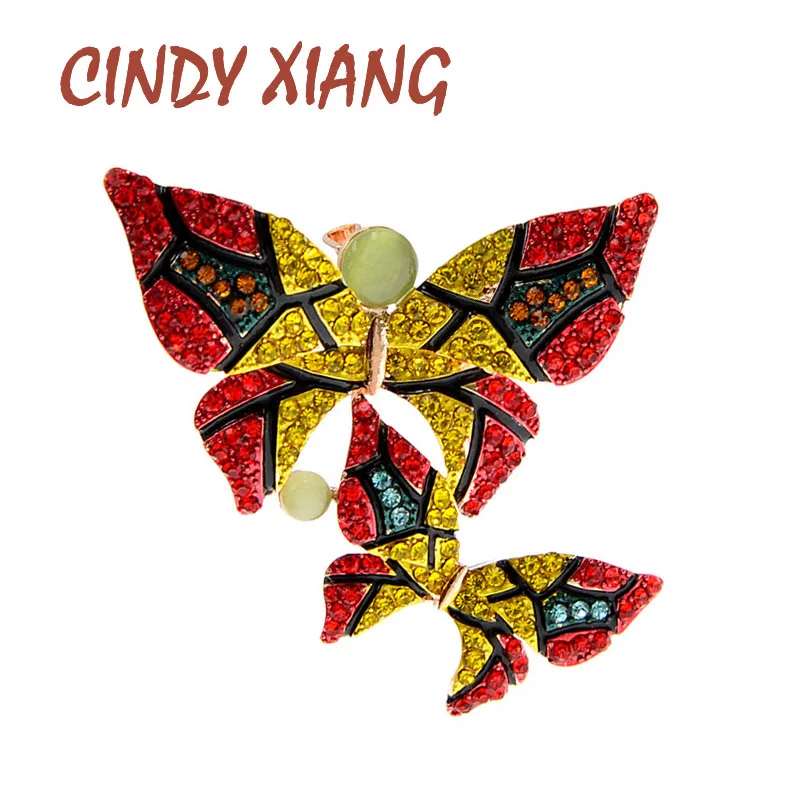 Женская Брошь в виде бабочки CINDY XIANG 2 цвета наличии стразы красивый зимний дизайн