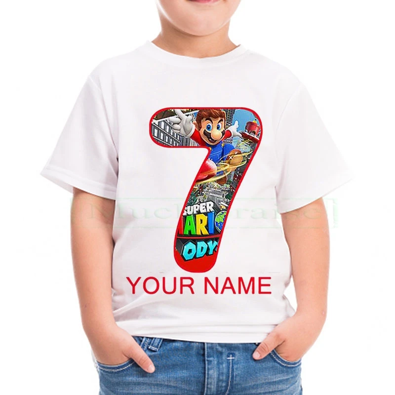 

Kids Happy Birthday present Girls & Boys Tshirt Children Baby Number Print Mario Custom T-shirt Cartoon Funny Baby Clothes