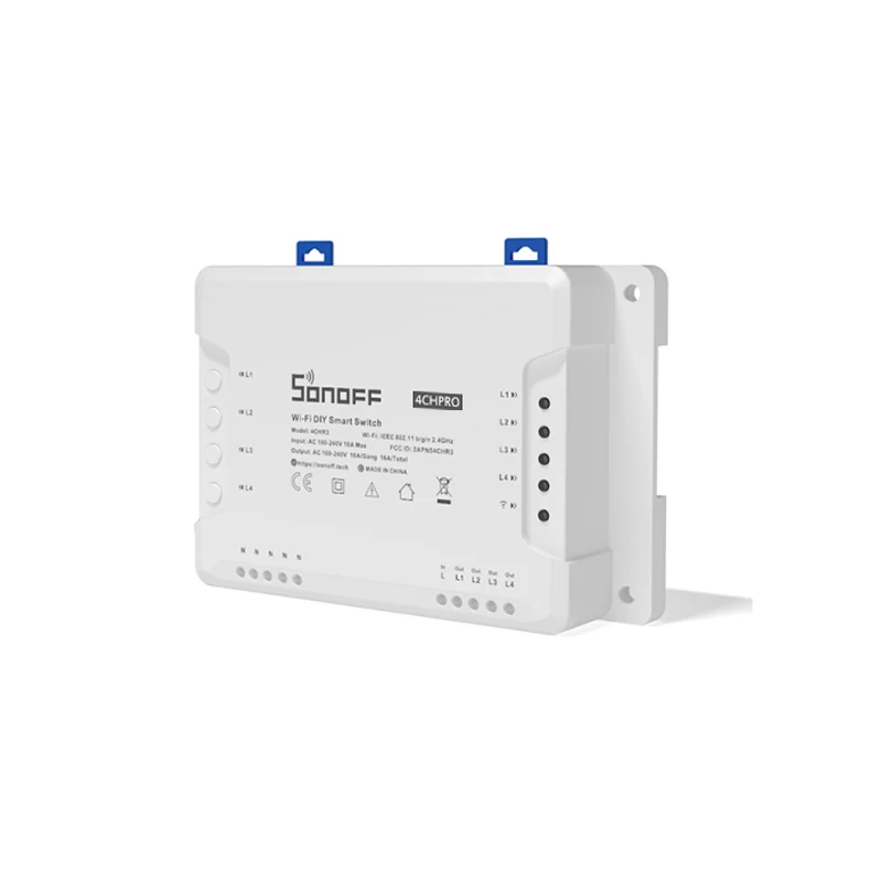 

Sonoff 4CH Pro R2 Smart Wifi Light Switch 433MHz RF Wifi 4 Gang 3 Working Modes Inching Interlock Smart Home With Alexa Ewelink