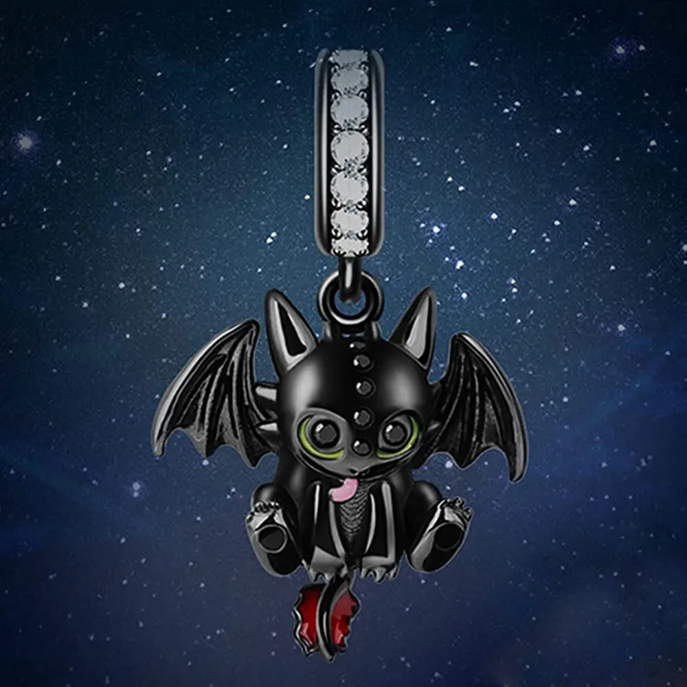 

925 silver charm Toothless boy black Pendant Fit Original Pandora Bracelet for women fashion jewelry gift