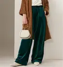 Новинка осени 2021, женские модные велюровые брюки с эластичным поясом, размера плюс L-5XL 6XL, прямые свободные бархатные длинные брюки