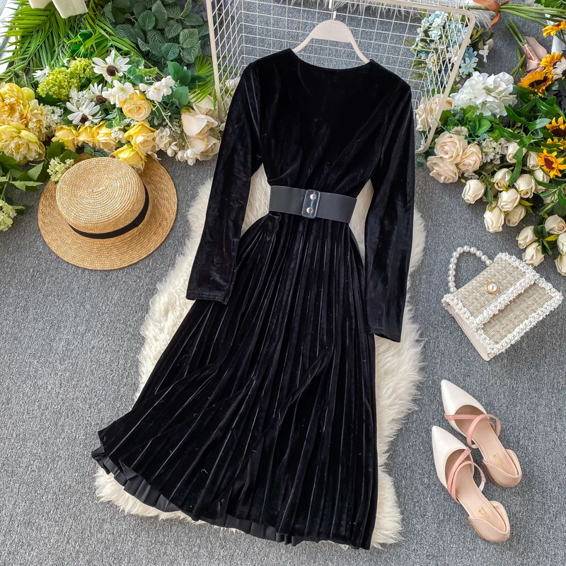 Женское платье осень-зима 2019 винтажное Vestidos элегантное женское с длинным рукавом