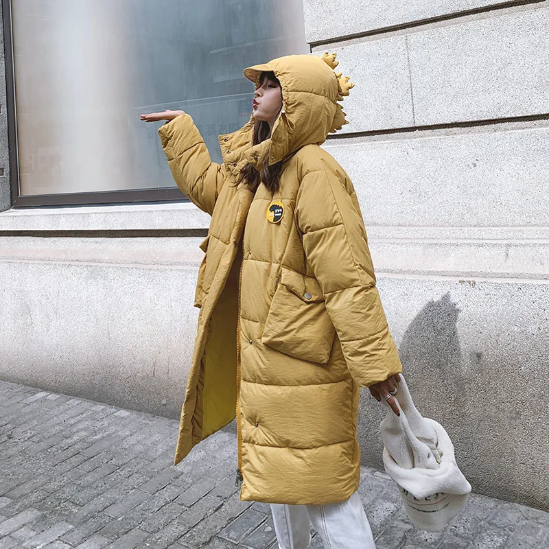 Модная женская куртка с капюшоном новинка зимы 2019 свободный пуховик хлопковой