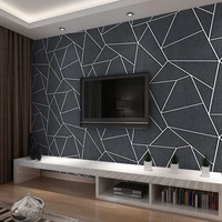 modern 3d stereo black geometric wallpaper fashion thickened flocking no woven wall paper roll for living room tv 3d home decor