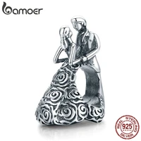 bamoer wedding party metal beads for women jewelry making 925 sterling silver charm fit original bracelet bangle scc1564