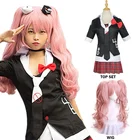 Костюм для косплея аниме данганронпа, Женский костюм для косплея, рабочая одежда для кафе, короткая юбка, двойной хвост, Плетеный парик
