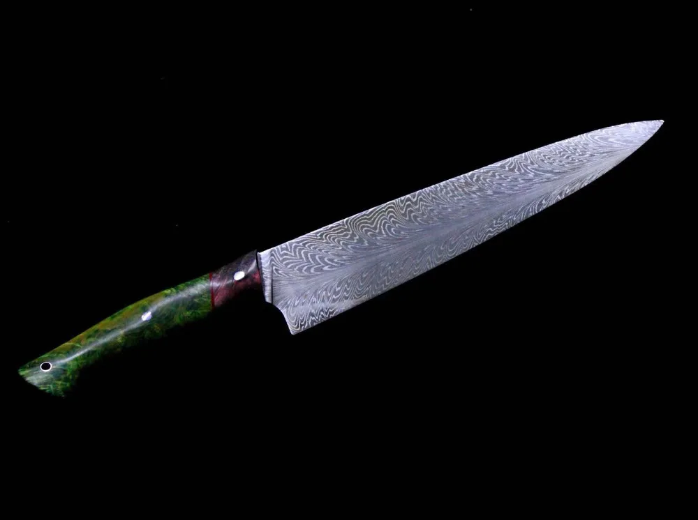 Дамасский нож, кухонные поварские ножи, стабильная деревянная ручка, острый кухонный нож, нож для мяса