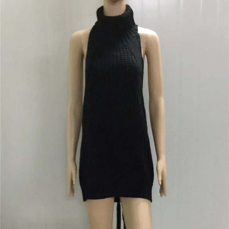2022 Summer New Turtleneck Sleeveless Long Virgin Killer Sweater Japanes Knitted Sexy backless Women Sweaters And Pullovers WM03 | Женская