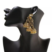 2021 hot sale vintage womens gold peacock indian jewelry gypsy ethnic boho tribe bell long tassel drop earrings jewelry gifts