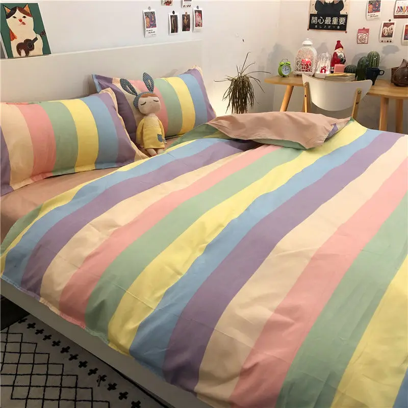 

Fashion Boys Girls Bedding Set Soft Flat Sheets Bed Linen Duvet Quilt Cover Pillowcase for Queen Full Bed Cute Cartoon Printed