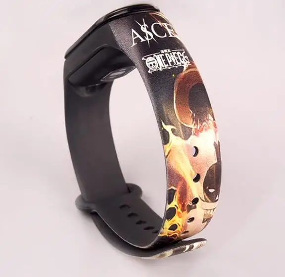 JP Anime One Piece Fire Fist Ace Watchband Replacement Band For Xiaomi Mi 5 6 Silicone Wrist Strap Miband 3 4 | Украшения и