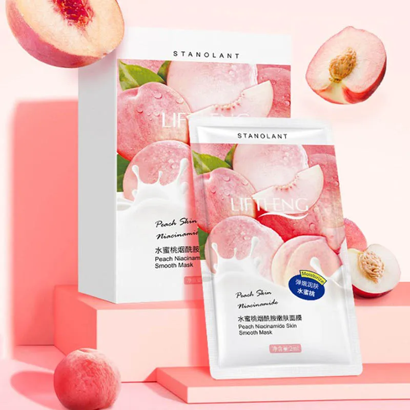 

14/30pcs/lot Peach Niacinamide Sleep Mask Shrink Pore Brushing Facial Mask