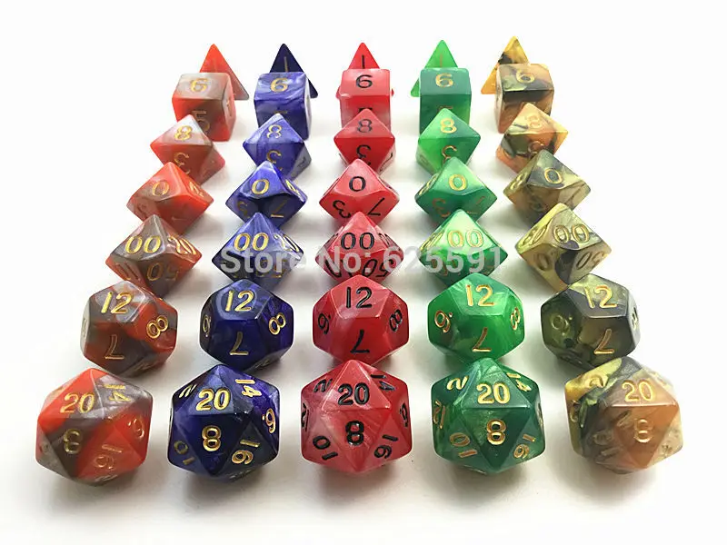 Новый набор цифровых игральных костей разных цветов 7 шт./компл. DnD d4 d6 d8 d10 d % d12 d20