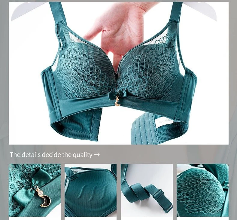 

Thick Upper Sexy Underwear Sets Women Gathered Bras No Rims Bra Receip The Byproduct Milk Breathable Female Lace Bra Sets Adjust