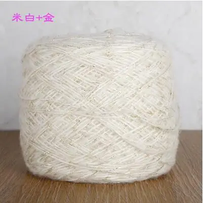 beige yellow 50 г/лот итальянская полая красочная шерстяная металлическая нить ручной вязки из грубой шерсти блестящая нить - Цвет: beige yellow