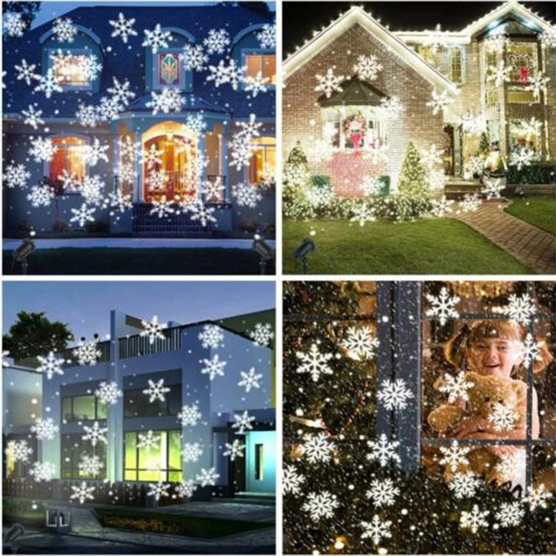 

1pcs LED Stage Lights LED snowflake light white snowstorm projector Christmas atmosphere holiday family party lamp Dropship