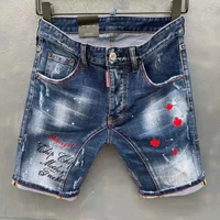 jeans italian mens straight denim shorts blue paint slim jeans shorts dt128