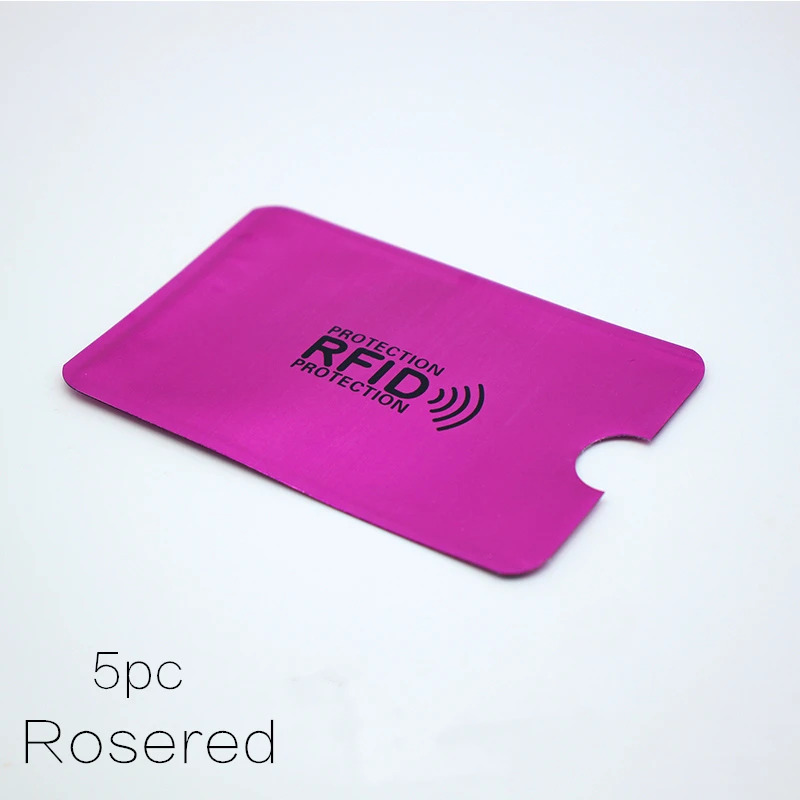 Rosered 5 шт. Анти Rfid Блокировка ридер замок держатель для карт Id банк чехол для карт Защита Алюминиевый металлический умный Противоугонный кредитный держатель для карт - Цвет: Rosered