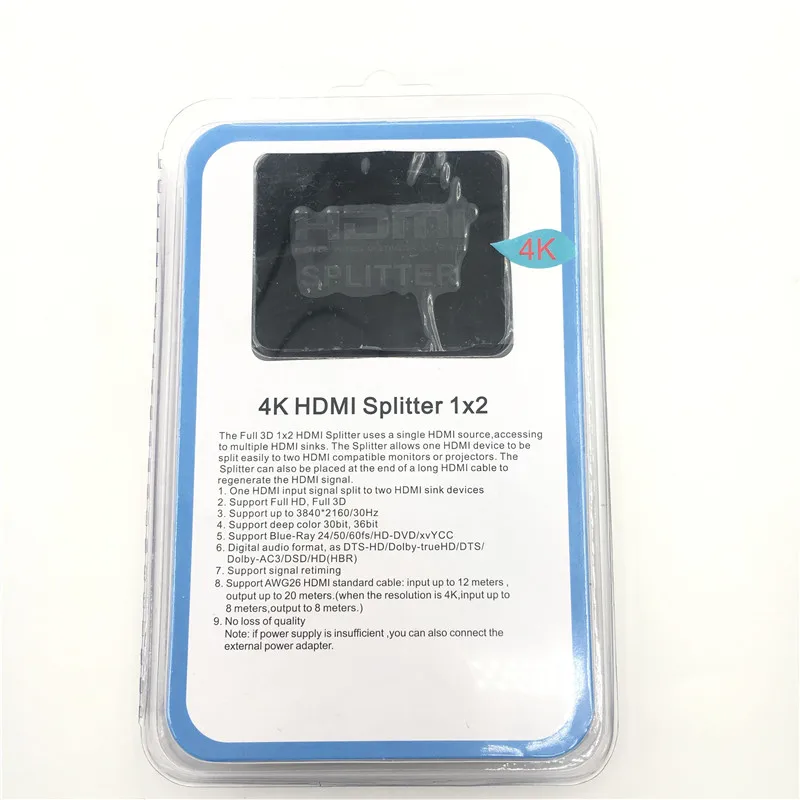 4K Hdmi сплиттер 1x2 Full HD 1080p видео HDMI коммутатор 1 в 2 выход усилитель двойной дисплей для HDTV DVD для PS3 Xbox