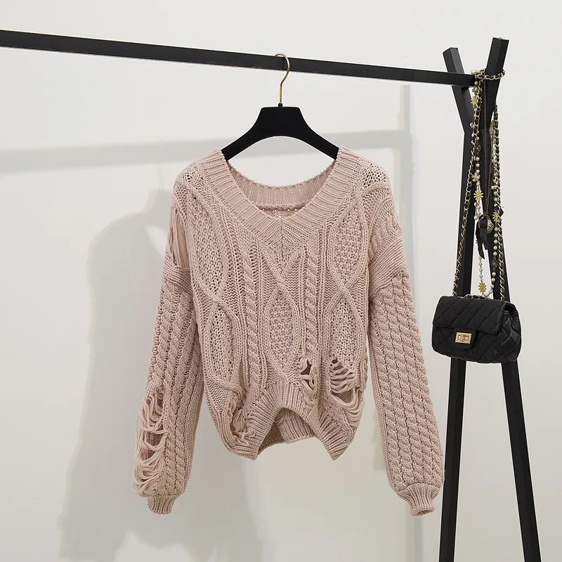 Pink blouse Пуловер свитер и длинная юбка с разрезом костюмы для отдыха корейский модный осенний комплект одежды Феи из двух предметов, трикотажный Свободный Топ - Цвет: Pink blouse