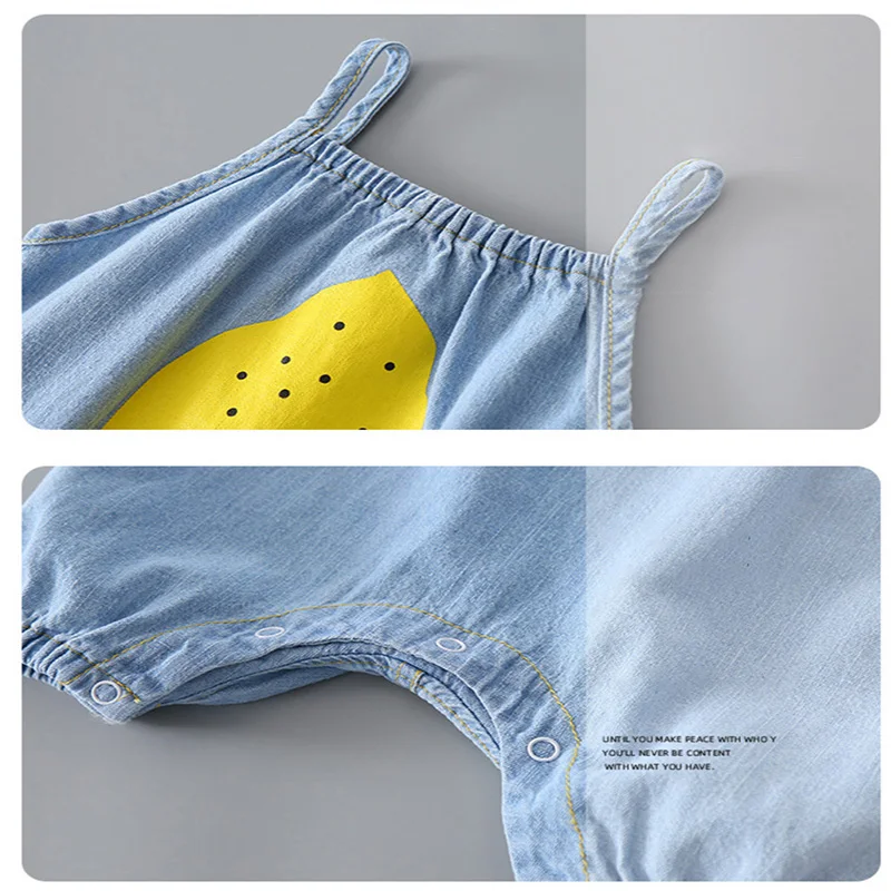 Летний детский комбинезон с шапкой джинсовая детская одежда хлопковый для