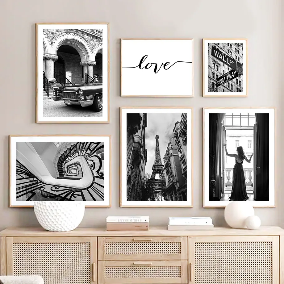 

Paris Tower Luxury Stores Car Stairs Building Nordic Posters And Prints Art Canvas Painting Wall Pictures For Living Room Decor