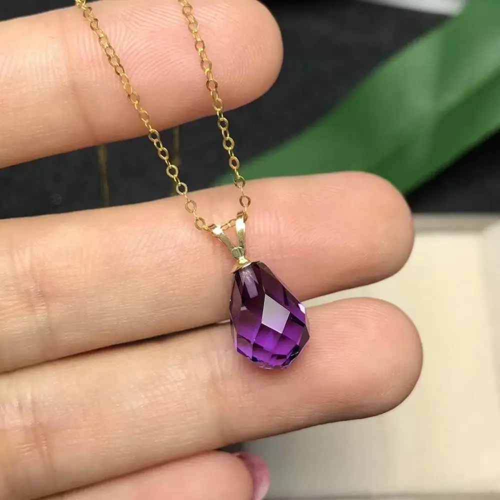 Любовь сердце подвеска с аметистом на натуральный настоящий Аметист ожерелье