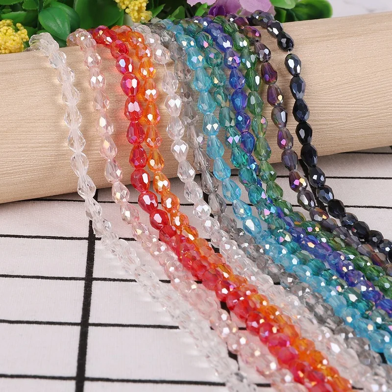 

Mixed 70pcs/lot 5*7mm Straight Hole Glass Drop Spacer Bead DIY Accessories Self-made Beaded Crystal Loose Beads Jewelry Making