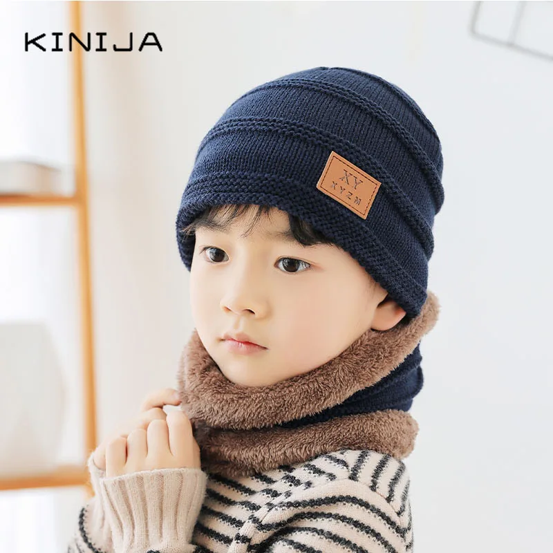 Зимняя детская шапка + шарф плюшевая плотная Шерстяная Шапка уличная Лыжная