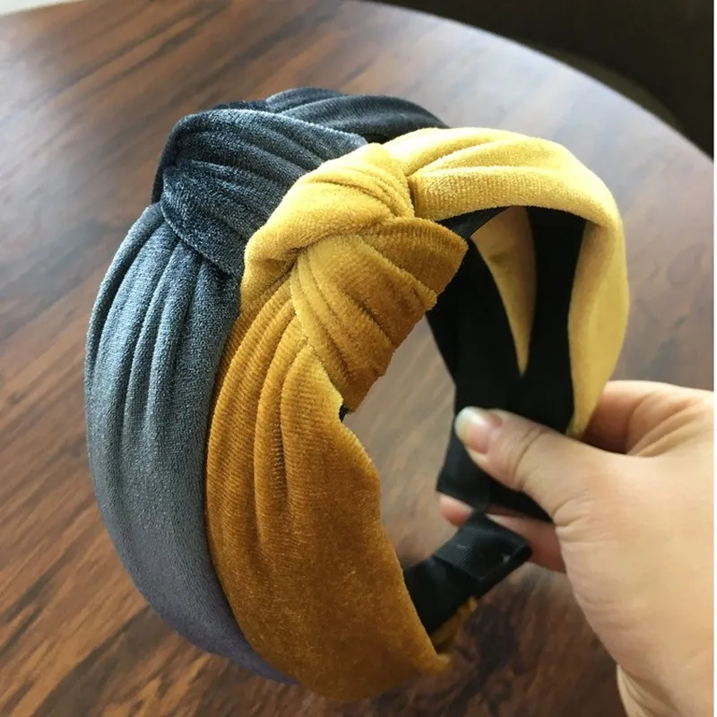 

Knot Cross Tie Solid Fashion Velvet Hair Band Headband Girls Bow Hoop Hair Accessories Twist Headband Headdress for Women
