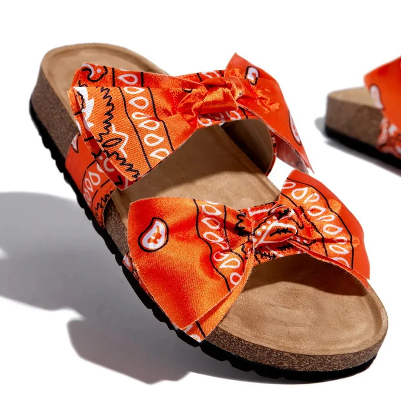 

LITTHING Women Slippers Summer Thick bottom Sandals Cow Bow-knot Slides Tie Dye Graffiti Footwear Non-Slip Flip Flop Beach