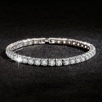 top quality tennis chain sparking clear aaaaa austria crystal 925 sterling silver cz diamond bracelet for women mens fine gifts