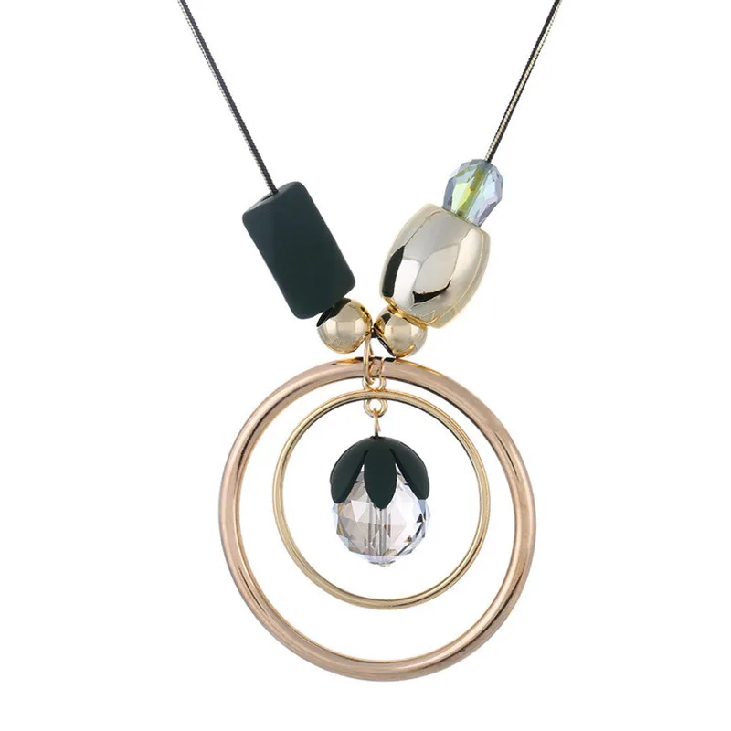 Ожерелье с подвеской из блестящего циркона геометрические бусины Двухслойное