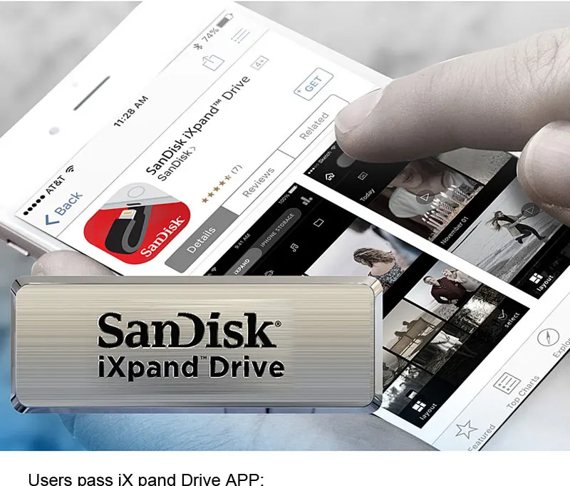 USB флеш-накопитель sandisk ixpand OTG 64, 128 ГБ, флешка 128 ГБ, 64 ГБ, 32 ГБ, 256 ГБ, флеш-накопитель 3,0, USB флешка, диск на ключ, память для телефона