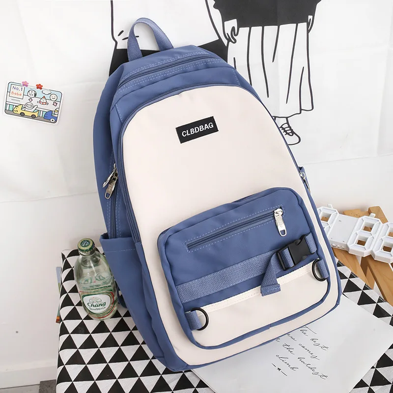 

Fashion Schoolbag For Teenage Girls Junior High School Bags Students Mochila Laptop Backpack Bagpack Color Stitched With Pendant