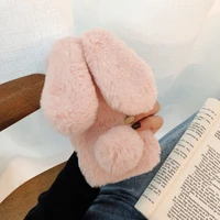 rabbit ears furry plush phone case for iphone 11 pro xs max xr x se 2020 6 6s 7 8 plus soft cute back cover