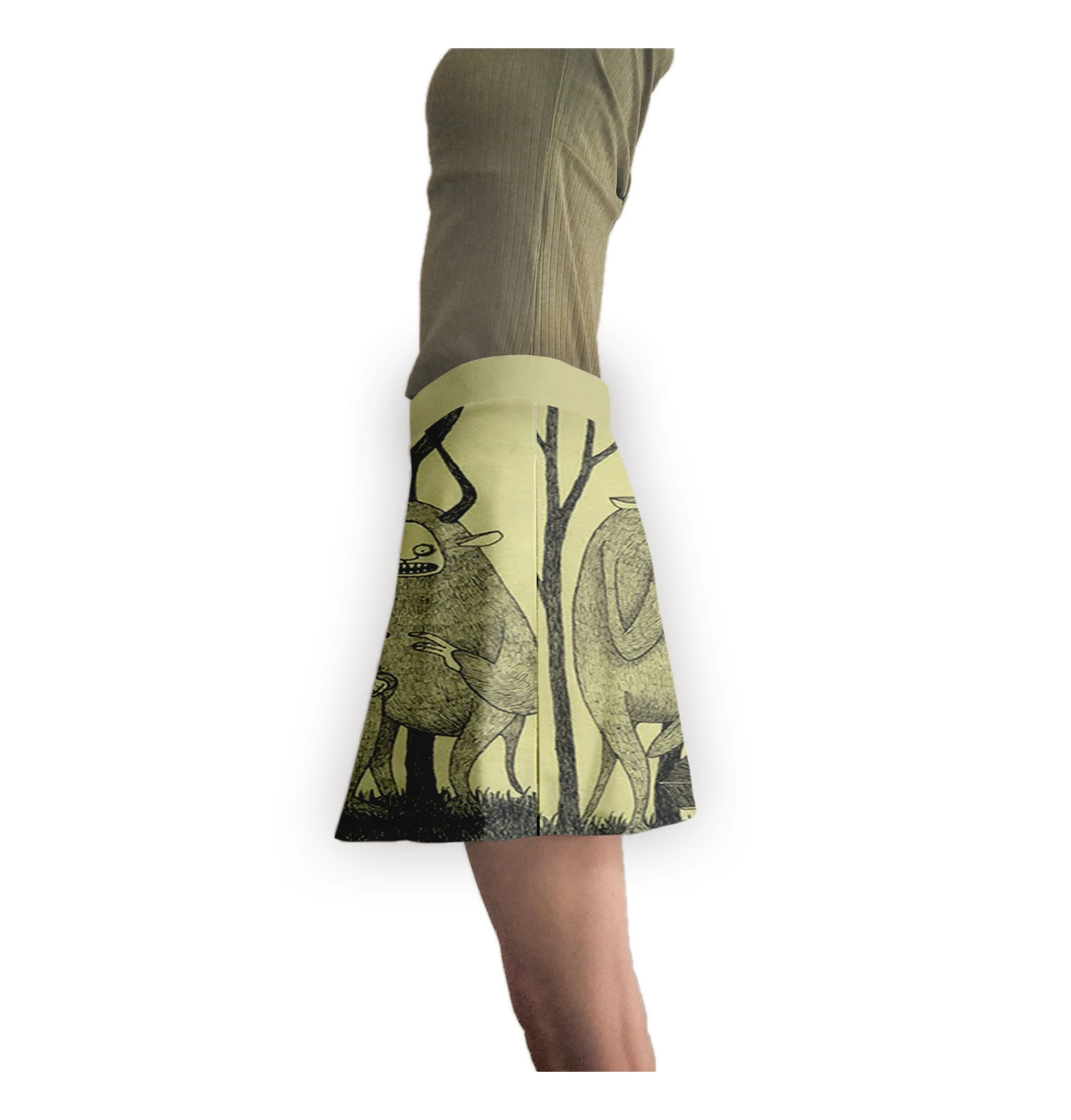 2019 Летняя Сексуальная мини-юбка выше колена с забавным рисунком | Женская одежда